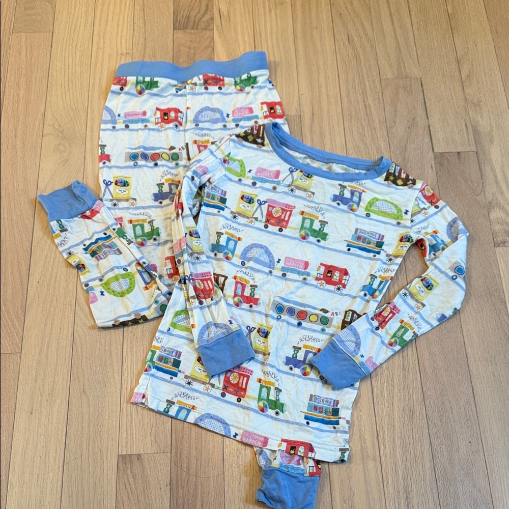 Little Sleepies Blue Train Print Kids Pajama Set